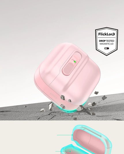 Airpods 4 (4.nesil)/Airpods 5 (5.Nesil) Pulse FlickLock Magsafe Şarj Destekli Kilitli Kılıf - Pembe 5
