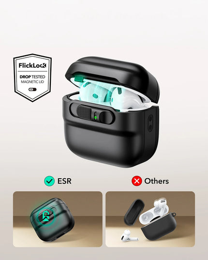 Airpods 4 (4.nesil)/Airpods 5 (5.Nesil) Pulse FlickLock Magsafe Şarj Destekli Kilitli Kılıf - Yeşil 2