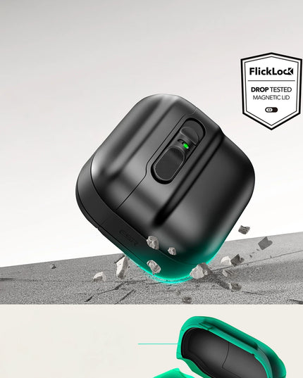 Airpods 4 (4.nesil)/Airpods 5 (5.Nesil) Pulse FlickLock Magsafe Şarj Destekli Kilitli Kılıf - Yeşil 4