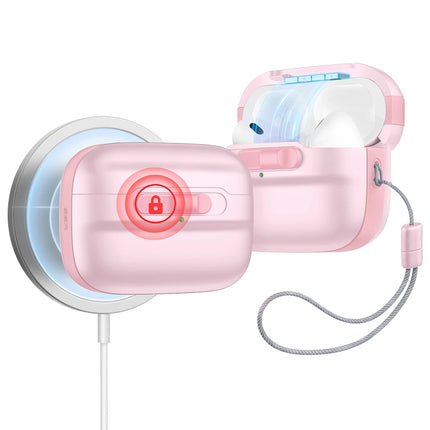 Airpods Pro 2 (2.Nesil) Pulse Magsafe Şarj Destekli Kilitli Kılıf - Pembe