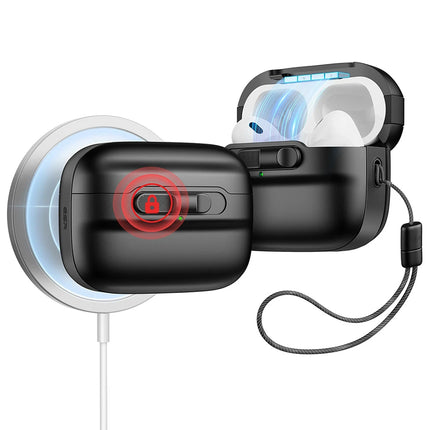 Airpods Pro 2 (2.Nesil) Pulse Magsafe Şarj Destekli Kilitli Kılıf - Siyah