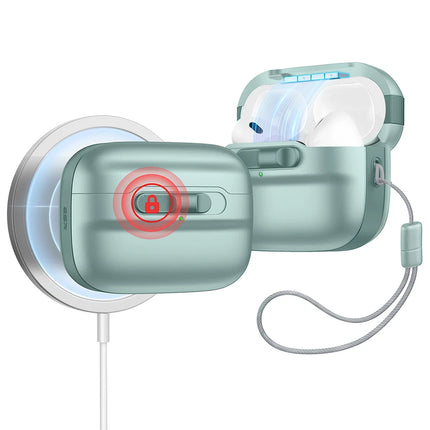 Airpods Pro 2 (2.Nesil) Pulse Magsafe Şarj Destekli Kilitli Kılıf - Yeşil