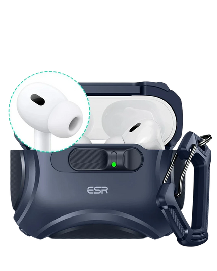 Airpods Pro 3 (3.nesil) Cyber FlickLock Magsafe Şarj Destekli Kilitli Kılıf - Lacivert 2