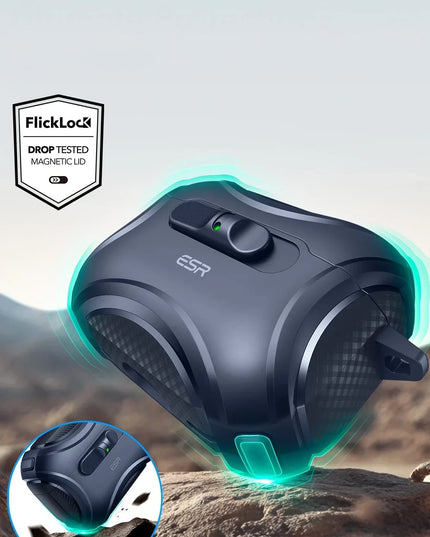 Airpods Pro 3 (3.nesil) Cyber FlickLock Magsafe Şarj Destekli Kilitli Kılıf - Lacivert 6