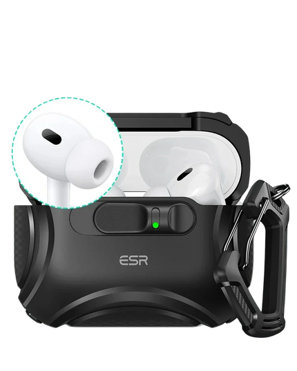 Airpods Pro 3 (3.nesil) Cyber FlickLock Magsafe Şarj Destekli Kilitli Kılıf - Siyah 2