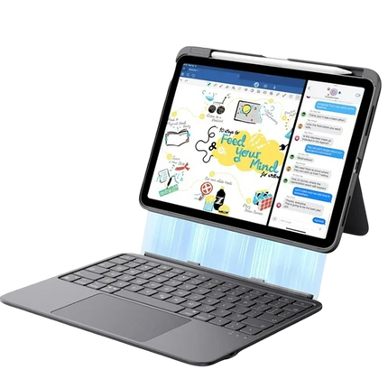 Apple iPad 2025 10.9 10.Nesil (A16) Flex Klavyeli Tablet Kılıfı - Koyu Gri