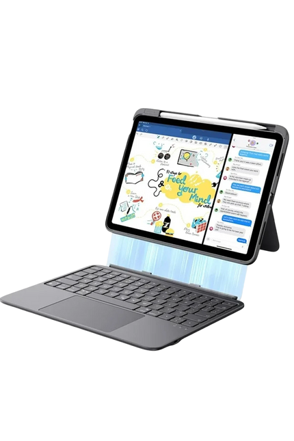 Apple iPad 2025 10.9 10.Nesil (A16) Flex Klavyeli Tablet Kılıfı - Koyu Gri