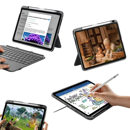Apple iPad 2025 10.9 10.Nesil (A16) Flex Klavyeli Tablet Kılıfı - Koyu Gri 5