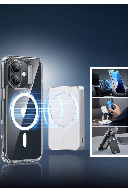 iPhone 16 Classic Hybrid Magsafe Kapak + Cam Hediyeli Set Kılıf - Şeffaf 5