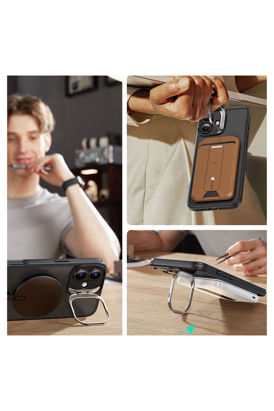 iPhone 16 Classic Hybrid Magsafe Standlı Kapak + Cam Hediyeli Set Kılıf - Siyah 2 2