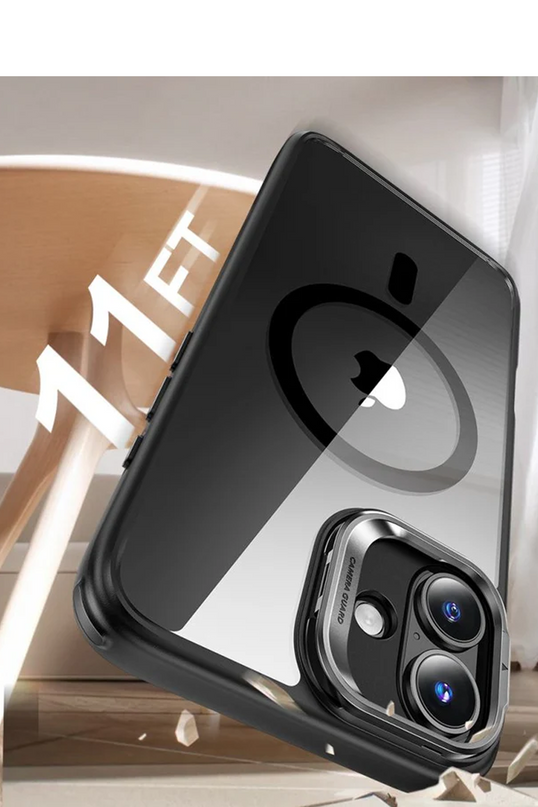 iPhone 16 Classic Hybrid Magsafe Standlı Kapak + Cam Hediyeli Set Kılıf - Siyah 3 3