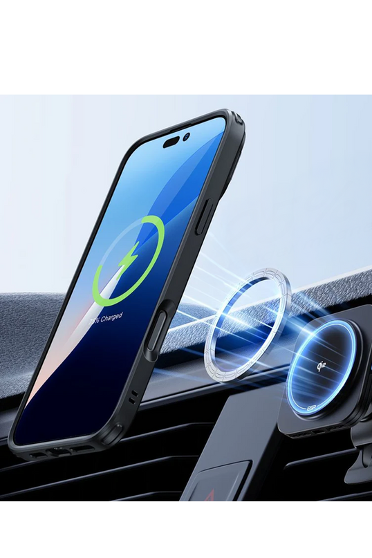 iPhone 16 Classic Hybrid Magsafe Standlı Kapak + Cam Hediyeli Set Kılıf - Siyah 3 2
