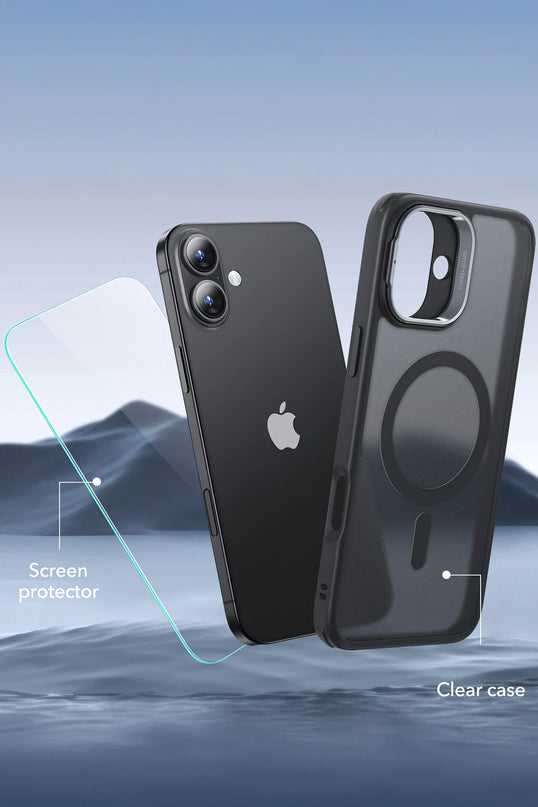 iPhone 16 Classic Hybrid Magsafe Standlı Kapak + Cam Hediyeli Set Kılıf - Siyah 3