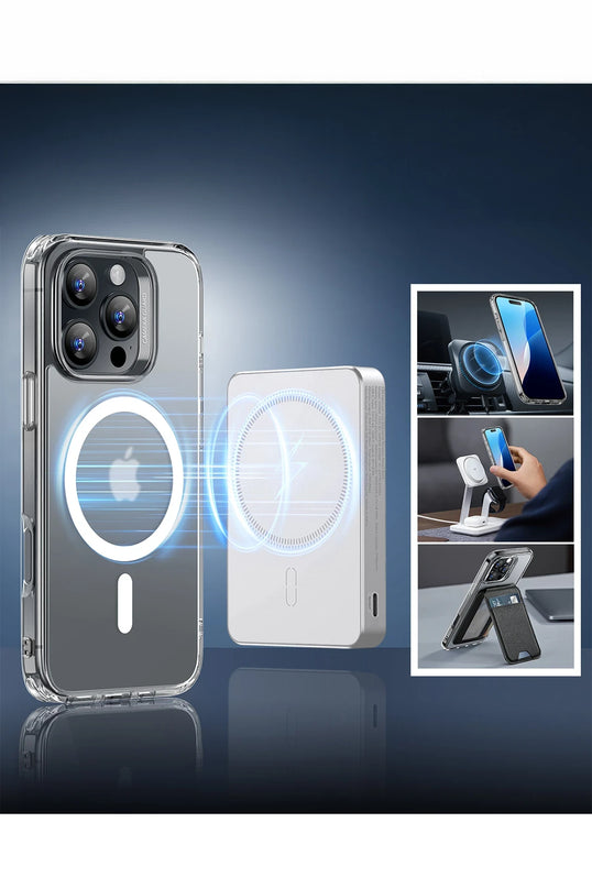 iPhone 16 Pro Max Classic Hybrid Magsafe Kapak + Cam Hediyeli Set Kılıf - Şeffaf 2 5