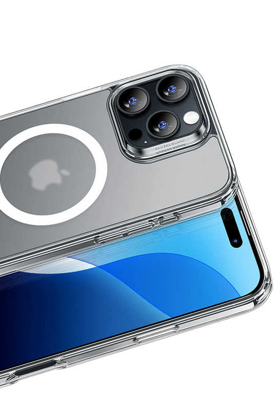 iPhone 16 Pro Max Classic Hybrid Magsafe Kapak + Cam Hediyeli Set Kılıf - Şeffaf 2 3
