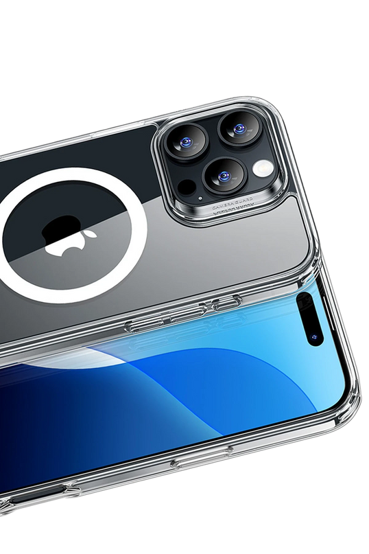 iPhone 16 Pro Max Classic Hybrid Magsafe Kapak + Cam Hediyeli Set Kılıf - Şeffaf 3