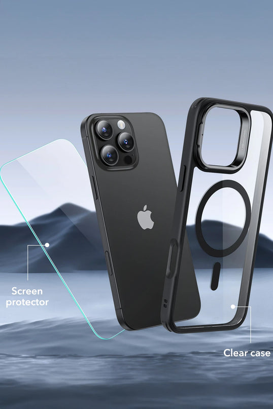 iPhone 16 Pro Max Classic Hybrid Magsafe Standlı Kapak + Cam Hediyeli Set Kılıf 2