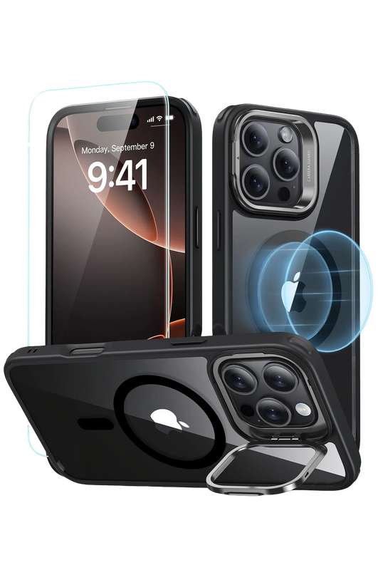 iPhone 16 Pro Max Classic Hybrid Magsafe Standlı Kapak + Cam Hediyeli Set Kılıf