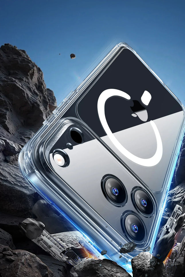 iPhone 17 Air Classic Hybrid Magsafe Kapak + Cam Hediyeli Set Kılıf - Şeffaf 4