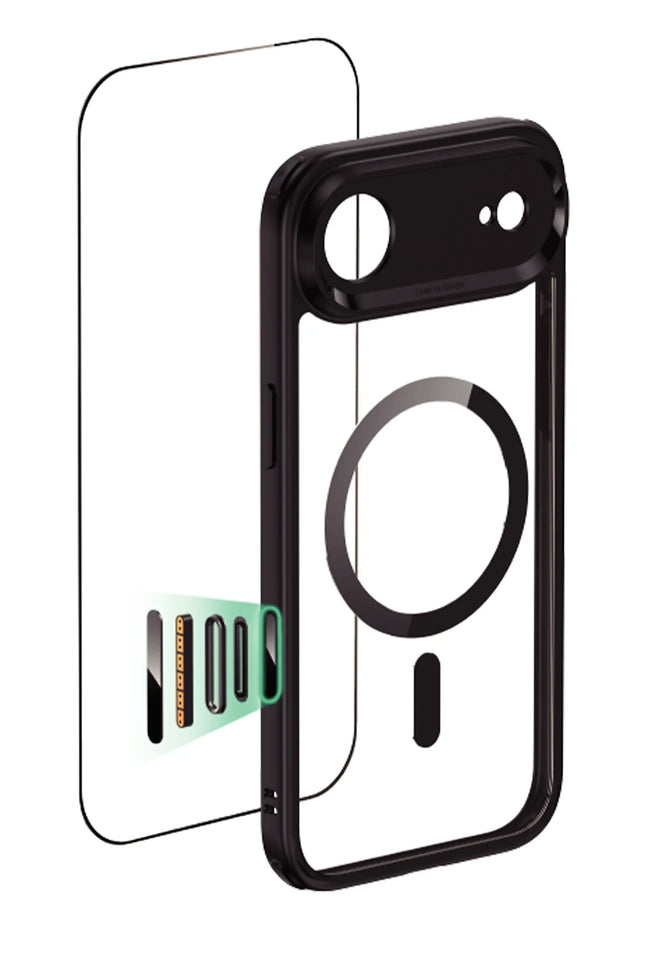 iPhone 17 Air Classic Hybrid Magsafe Kapak + Cam Hediyeli Set Kılıf - Siyah