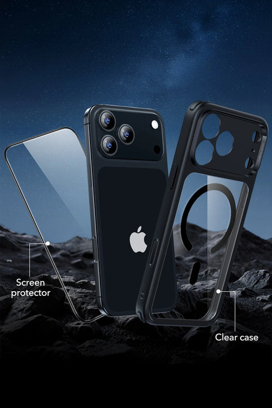 iPhone 17 Air Classic Hybrid Magsafe Kapak + Cam Hediyeli Set Kılıf - Siyah 4