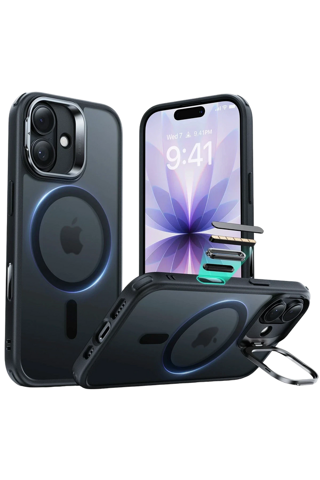 iPhone 17 Air Classic Hybrid Magsafe Standlı Kapak Kılıf - Siyah 2
