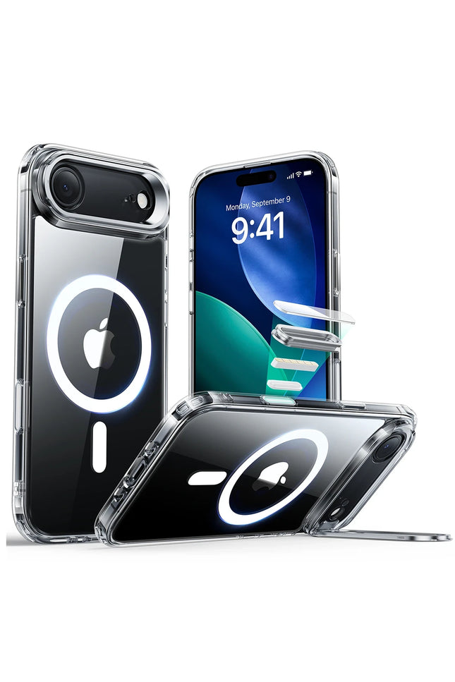 iPhone 17 Air Classic Hybrid Magsafe Standlı Kapak Kılıf - Şeffaf 2