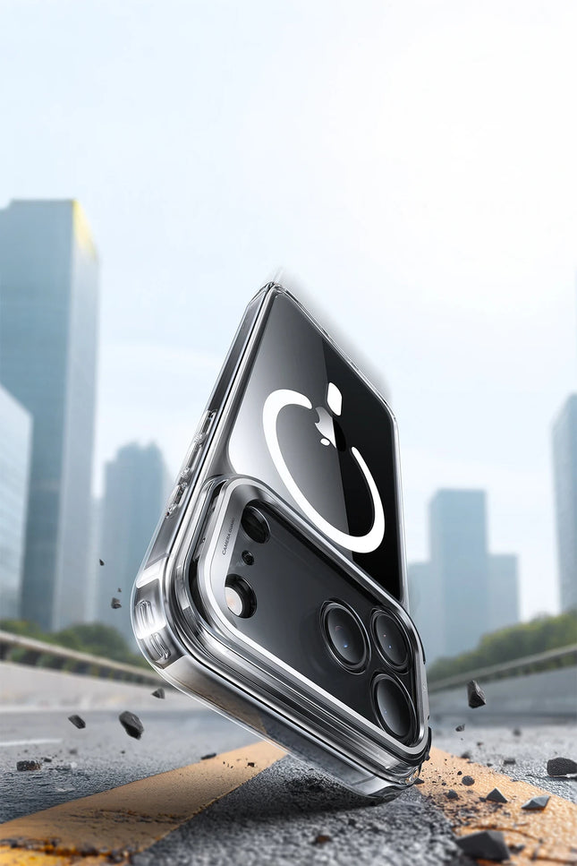 iPhone 17 Air Classic Hybrid Magsafe Standlı Kapak Kılıf - Şeffaf 4