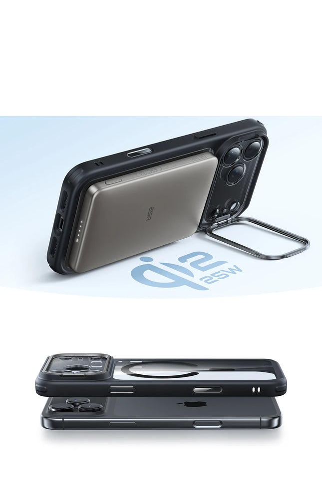 iPhone 17 Air Classic Hybrid Magsafe Standlı Kapak Kılıf - Siyah 4