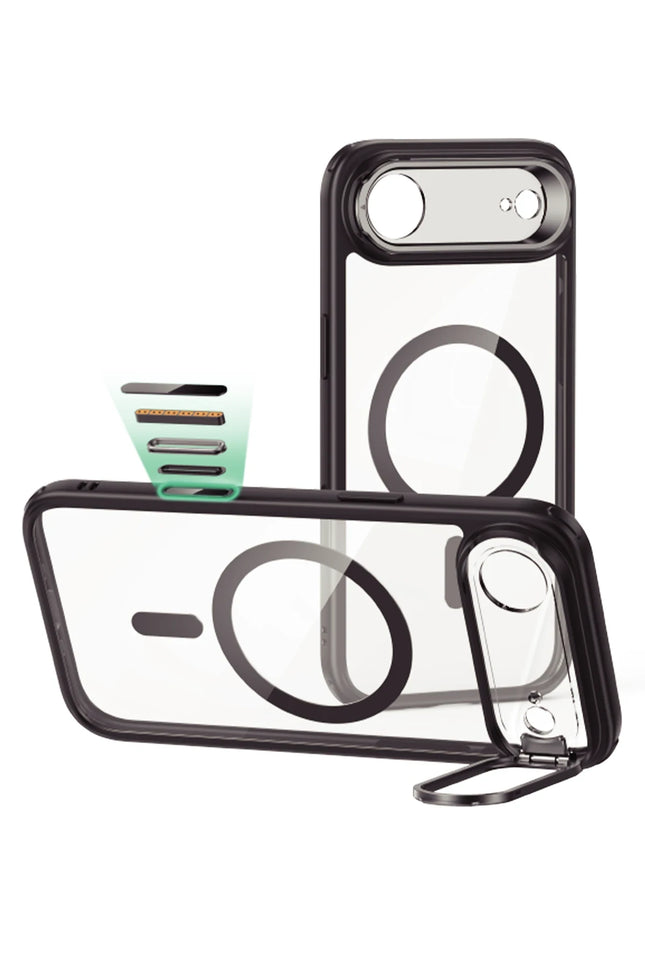 iPhone 17 Air Classic Hybrid Magsafe Standlı Kapak Kılıf - Siyah 2