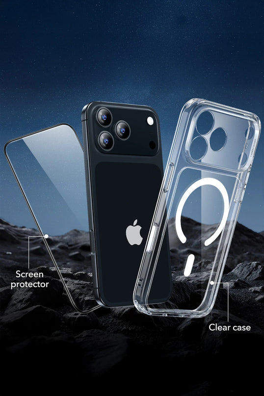 iPhone 18 Pro Max/17 Pro Max Classic Hybrid Magsafe Kapak + Cam Hediyeli Set Kılıf - Şeffaf 2 5