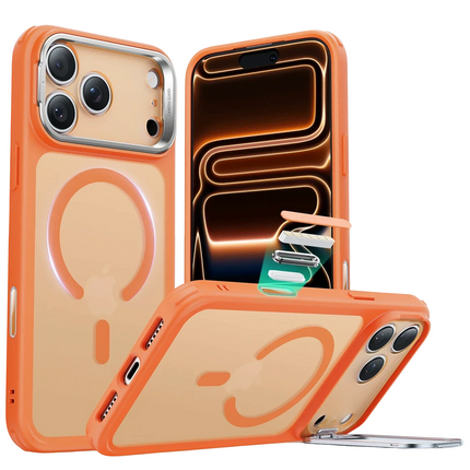 iPhone 17 Pro Max/18 Pro Max Classic Hybrid Magsafe Standlı Kapak Kılıf - Turuncu 2