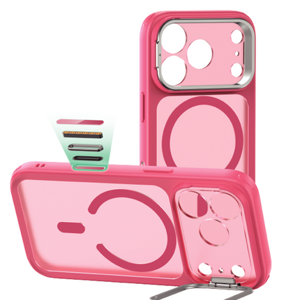 iPhone 17 Pro Max/18 Pro Max Classic Hybrid Magsafe Standlı Kapak Kılıf - Pembe 2 2
