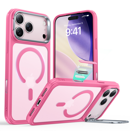 iPhone 17 Pro Max/18 Pro Max Classic Hybrid Magsafe Standlı Kapak Kılıf - Pembe 2