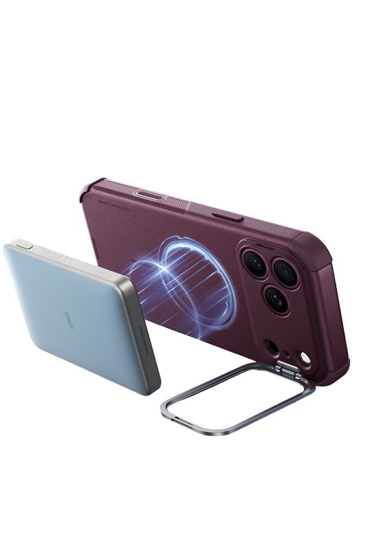 iPhone 18 Pro/17 Pro Cyber Tough Magsafe Stantlı Kapak Kılıf - Bordo 3