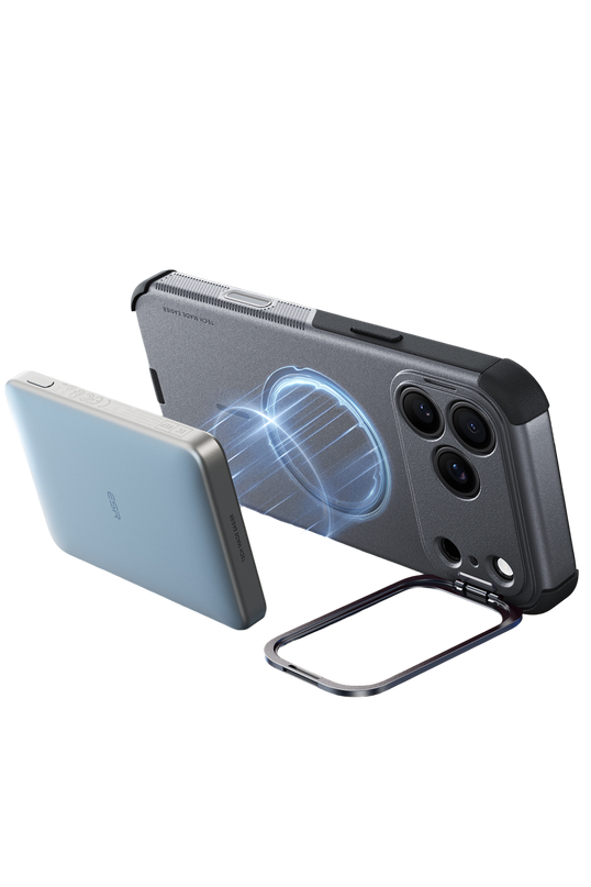 iPhone 18 Pro/17 Pro Cyber Tough Magsafe Stantlı Kapak Kılıf - Gri 3