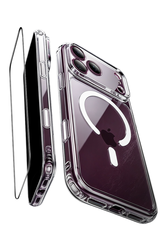 iPhone 18 Pro Max/17 Pro Max Classic Hybrid Magsafe Kapak + Cam Hediyeli Set Kılıf - Şeffaf 2