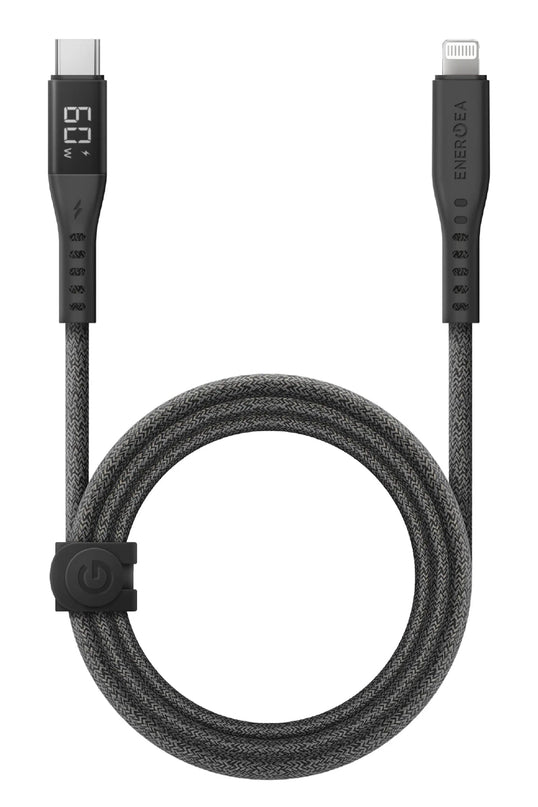 Flow 1.5M 60W Dijital Göstergeli Type-C to Lightning PD Hızlı Şarj Kablo
