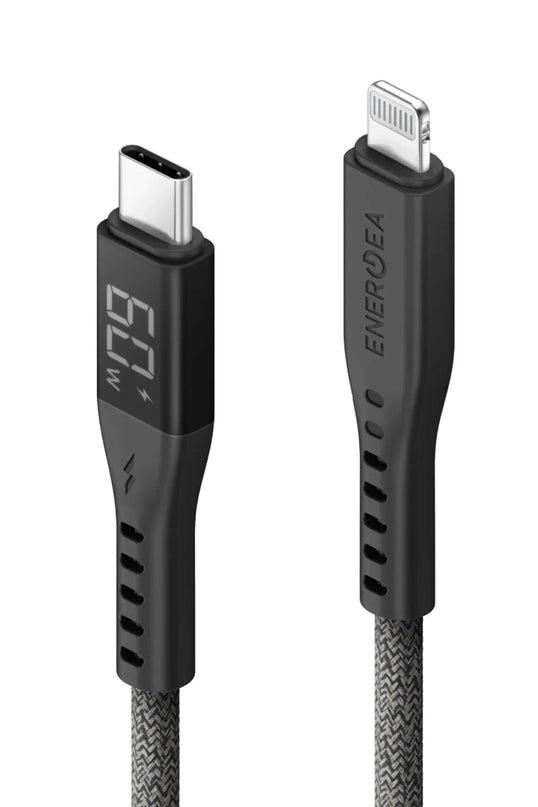 Flow 1.5M 60W Dijital Göstergeli Type-C to Lightning PD Hızlı Şarj Kablo 2