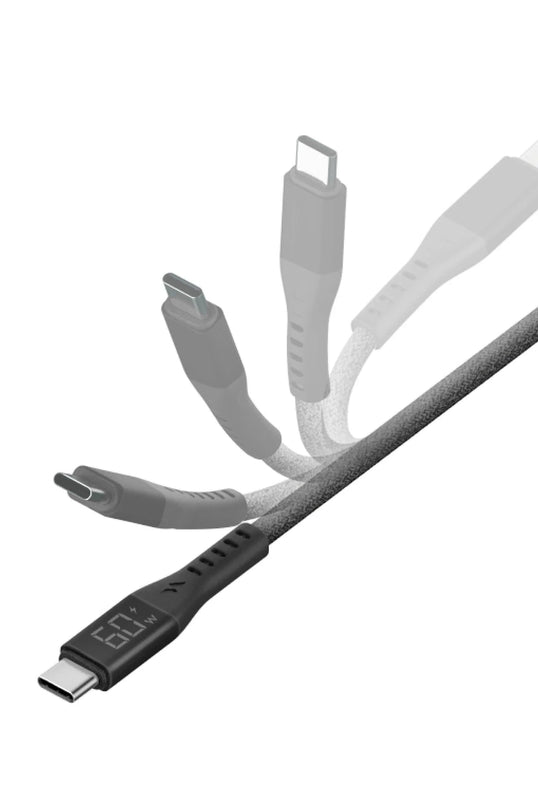 Flow 1.5M 60W Dijital Göstergeli Type-C to Lightning PD Hızlı Şarj Kablo 3