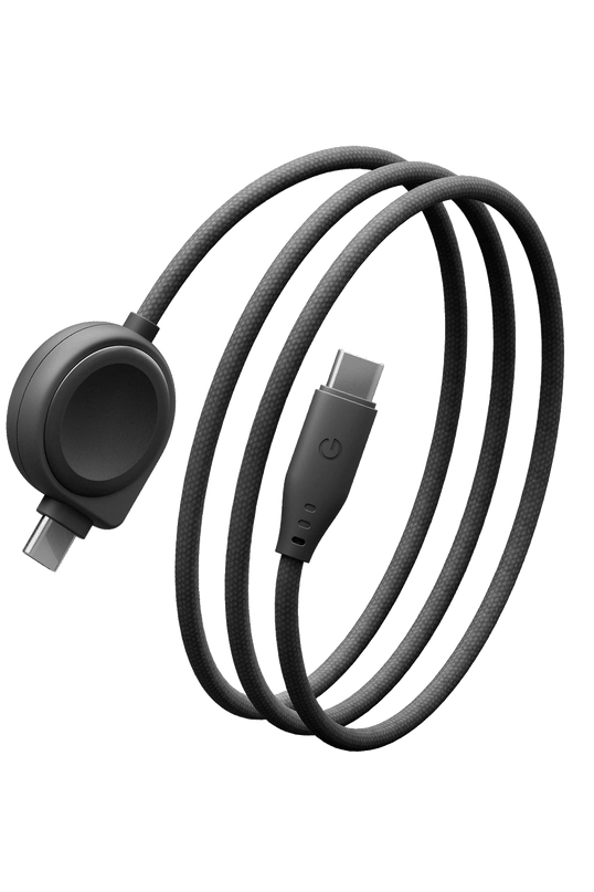 Flow Duo Watch 1.5M 60W 2in1 Type-C to Type-C ve Samsung Watch Şarj Kablosu - Siyah