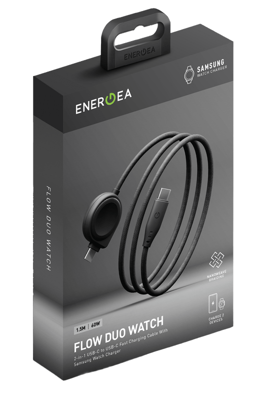 Flow Duo Watch 1.5M 60W 2in1 Type-C to Type-C ve Samsung Watch Şarj Kablosu - Siyah 4