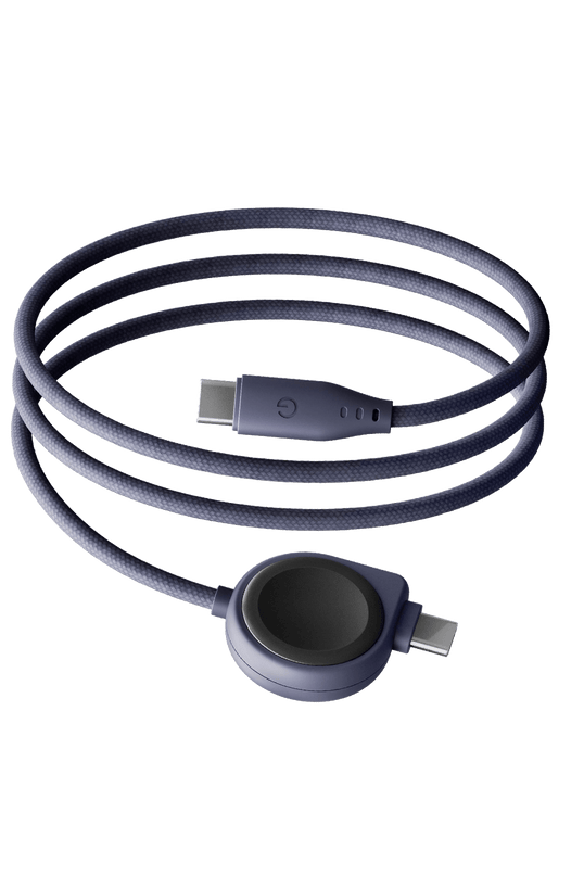 Flow Duo Watch 1.5M 60W 2in1 Type-C to Type-C ve Samsung Watch Şarj Kablosu - Mor 2