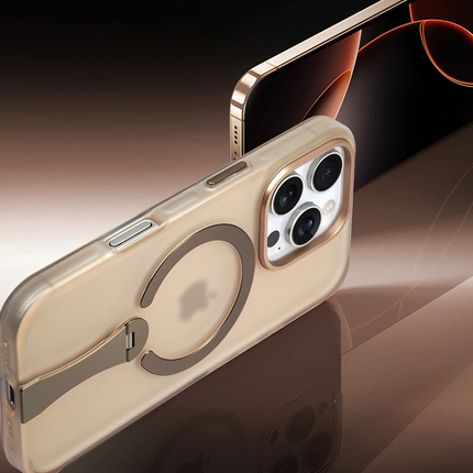 iPhone 15 Pro Max HBC-354 Kunlun Standlı Magsafe Kapak Kılıf - Çöl Titanyum 6
