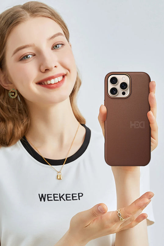 iPhone 16 HBC-242 Dividing Magsafe Kapak Kılıf - Kahverengi 3