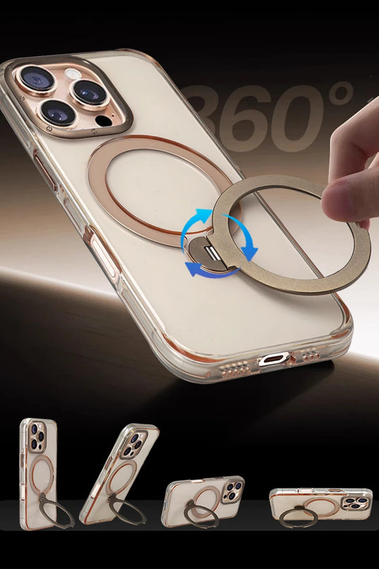 iPhone 16 Pro Max HBC-338 Andes Magsafe Standlı Kapak Kılıf - Gold 4
