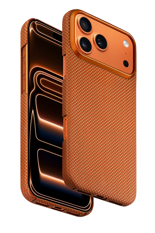 iPhone 17 Pro Max/18 Pro Max HBC-350 Ruaha Kevlar Magsafe Kapak Kılıf - Turuncu