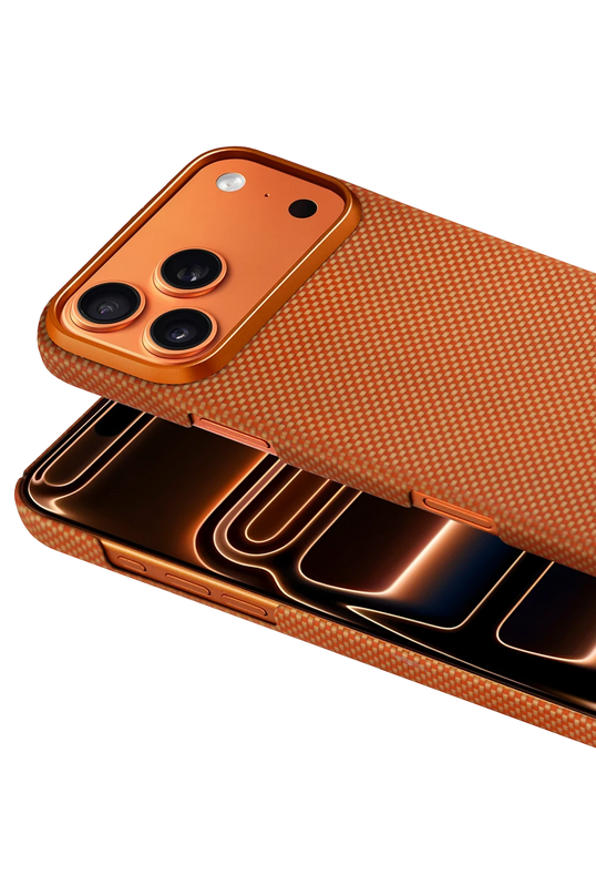 iPhone 17 Pro Max/18 Pro Max HBC-350 Ruaha Kevlar Magsafe Kapak Kılıf - Turuncu 2
