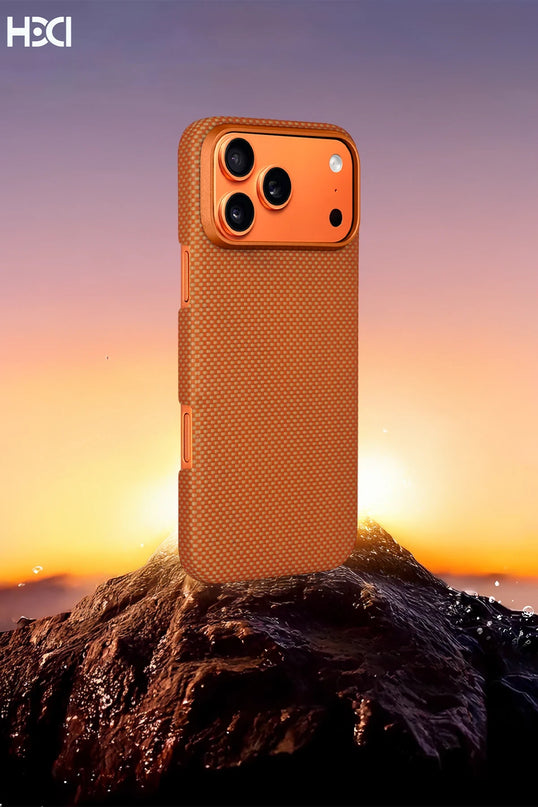iPhone 17 Pro Max/18 Pro Max HBC-350 Ruaha Kevlar Magsafe Kapak Kılıf - Turuncu 5