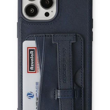 iPhone 13 Pro HD Deri Kartvizitli Kapak Kılıf - Lacivert 2